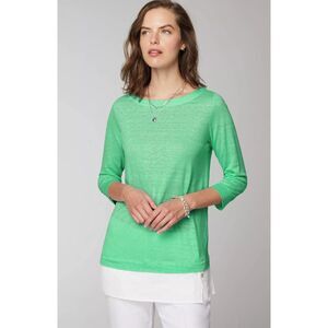 J. Jill Love Linen 3/4 Slv 100% Linen Tunic Top Women's XL Green Layered Casual